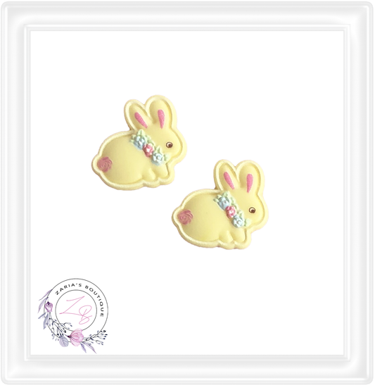⋅ Floral Bunnies ⋅ Flatback Resin Bow Embellishments ⋅ 2 pieces