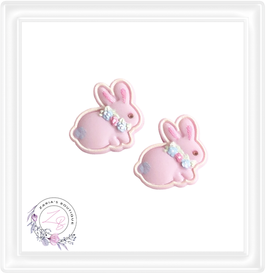 ⋅ Floral Bunnies ⋅ Flatback Resin Bow Embellishments ⋅ 2 pieces