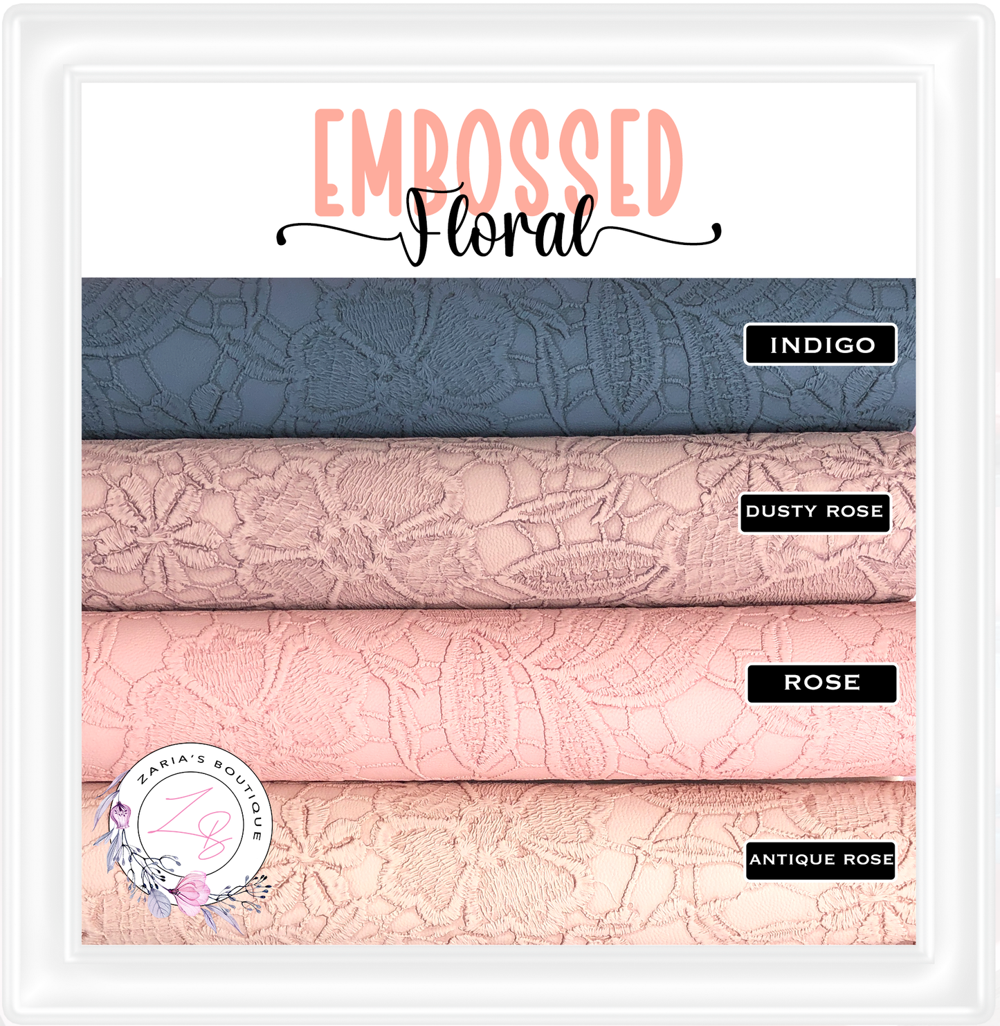 ⋅ Embossed Florals ⋅ Vegan Faux Leather