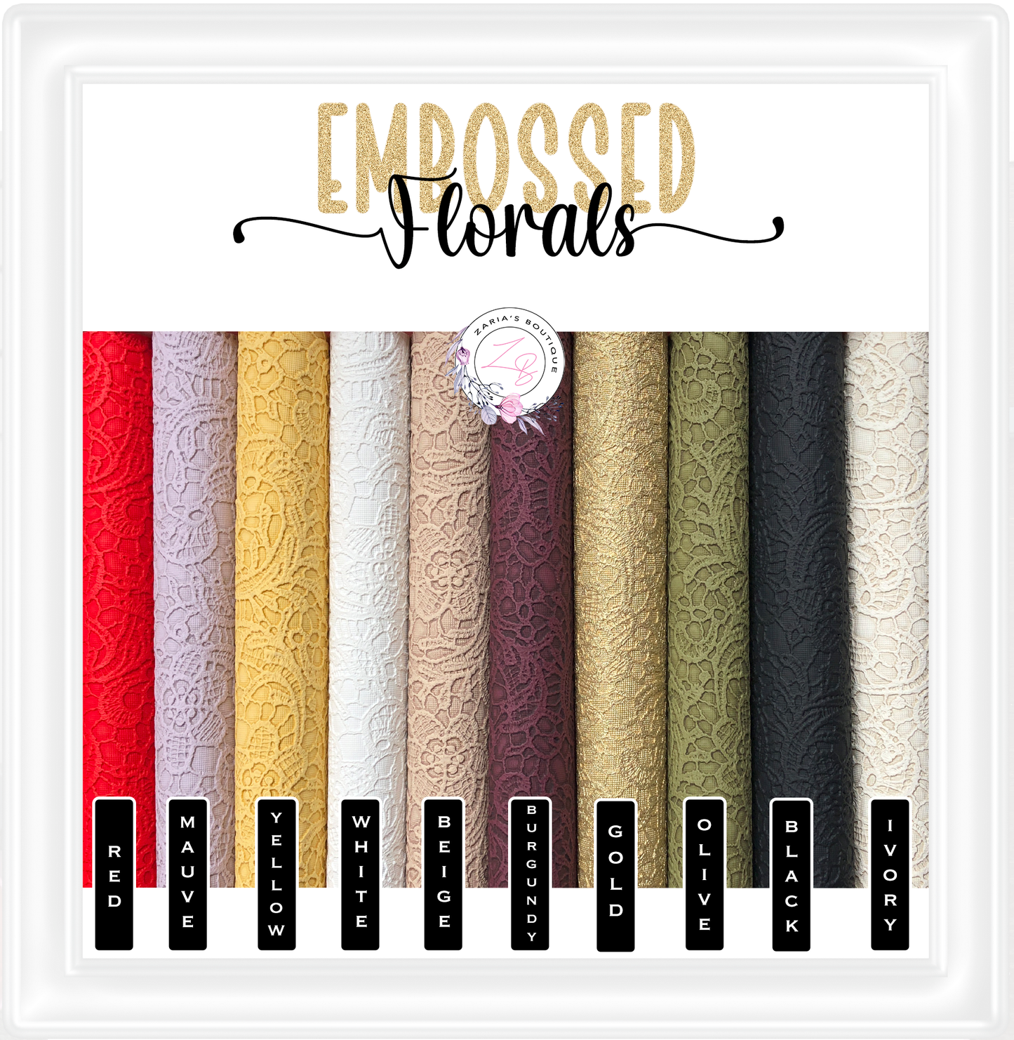 ⋅ Embossed Floral Butter Soft Lace ⋅ Vegan Faux Leather ⋅ Black ⋅
