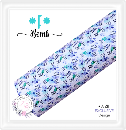 ⋅ F Bomb Blue Floral ⋅ Exclusive Luxe Vegan Faux Leather ⋅ Sheets or Rolls! ⋅