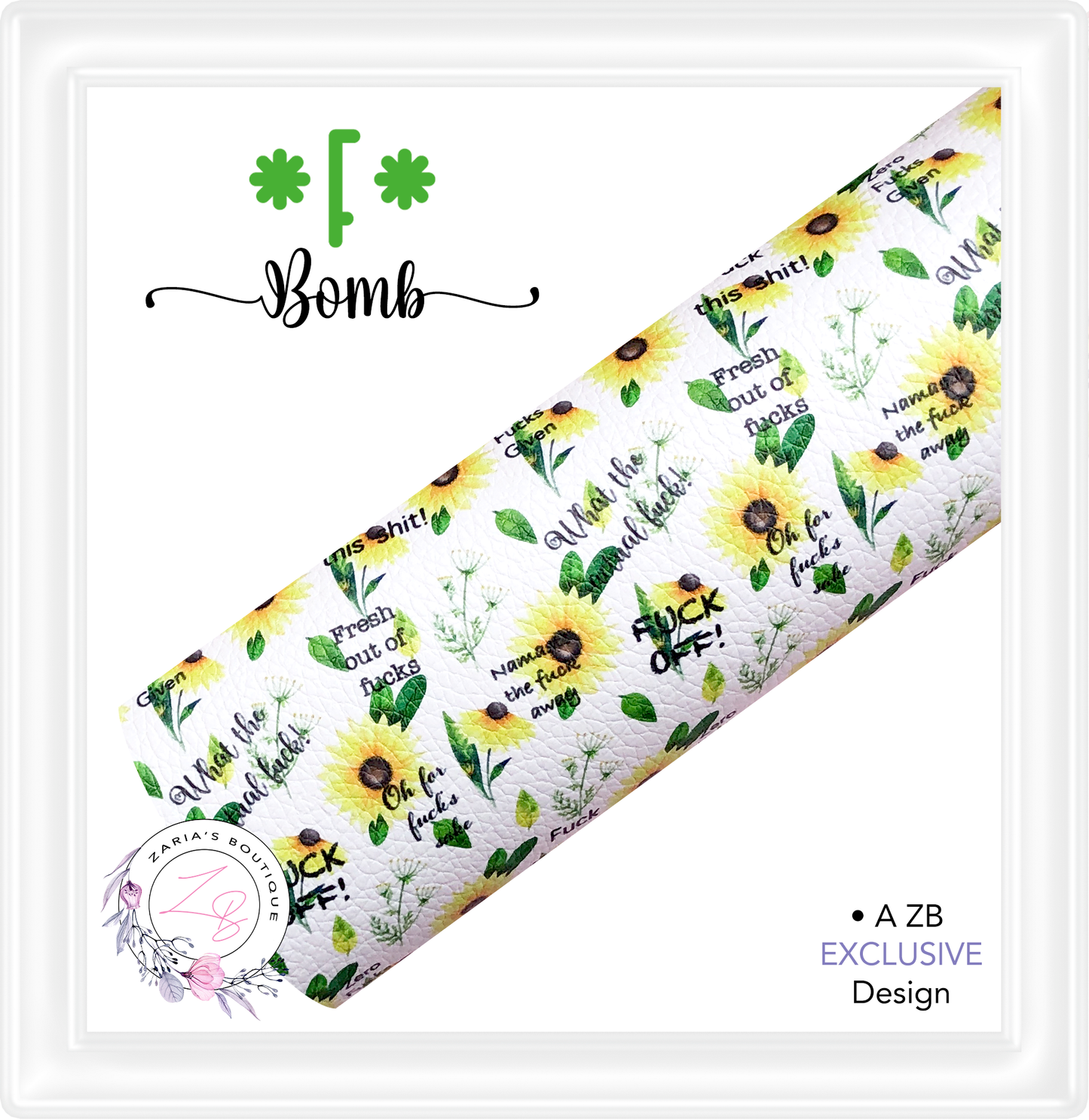 ⋅ F Bomb Sunflower Floral ⋅ Exclusive Luxe Vegan Faux Leather ⋅ Sheets or Rolls! ⋅