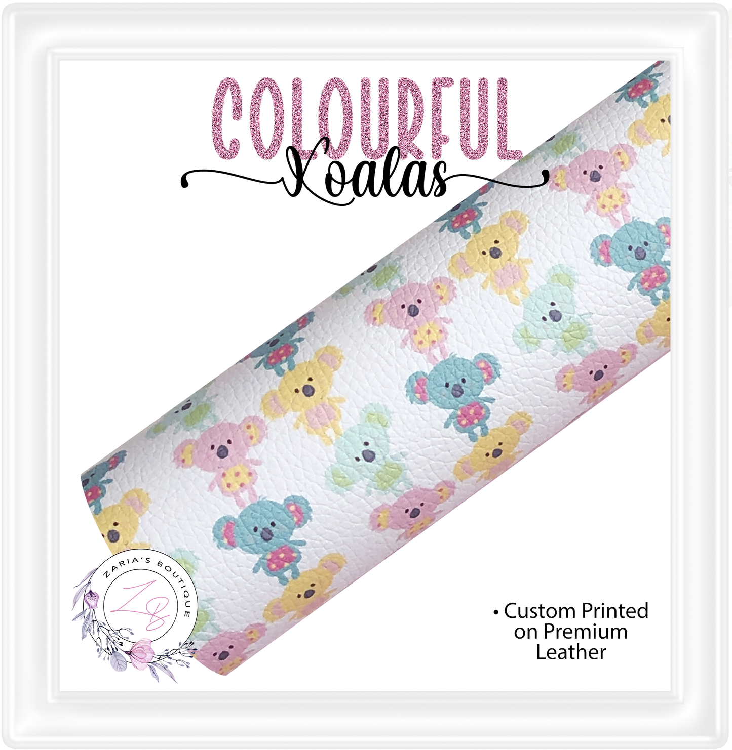 ⋅ Colourful Koalas ⋅ Premium Custom Printed Vegan Faux Leather
