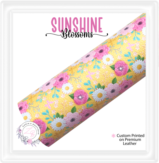 ⋅ Sunshine Blossoms ⋅ Custom Vegan Faux Leather ⋅ Sheets Or Rolls!