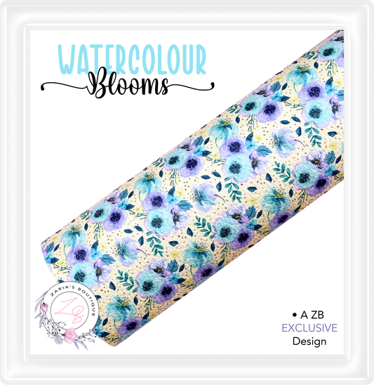 ⋅  Watercolour Blooms ⋅ Exclusive Luxe Vegan Faux Leather ⋅ Sheets or Rolls! ⋅