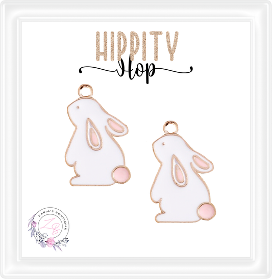 ⋅ Hippity Hop ⋅ Bunny Rabbit Enamel Charm Embellishments ⋅ 2 pieces