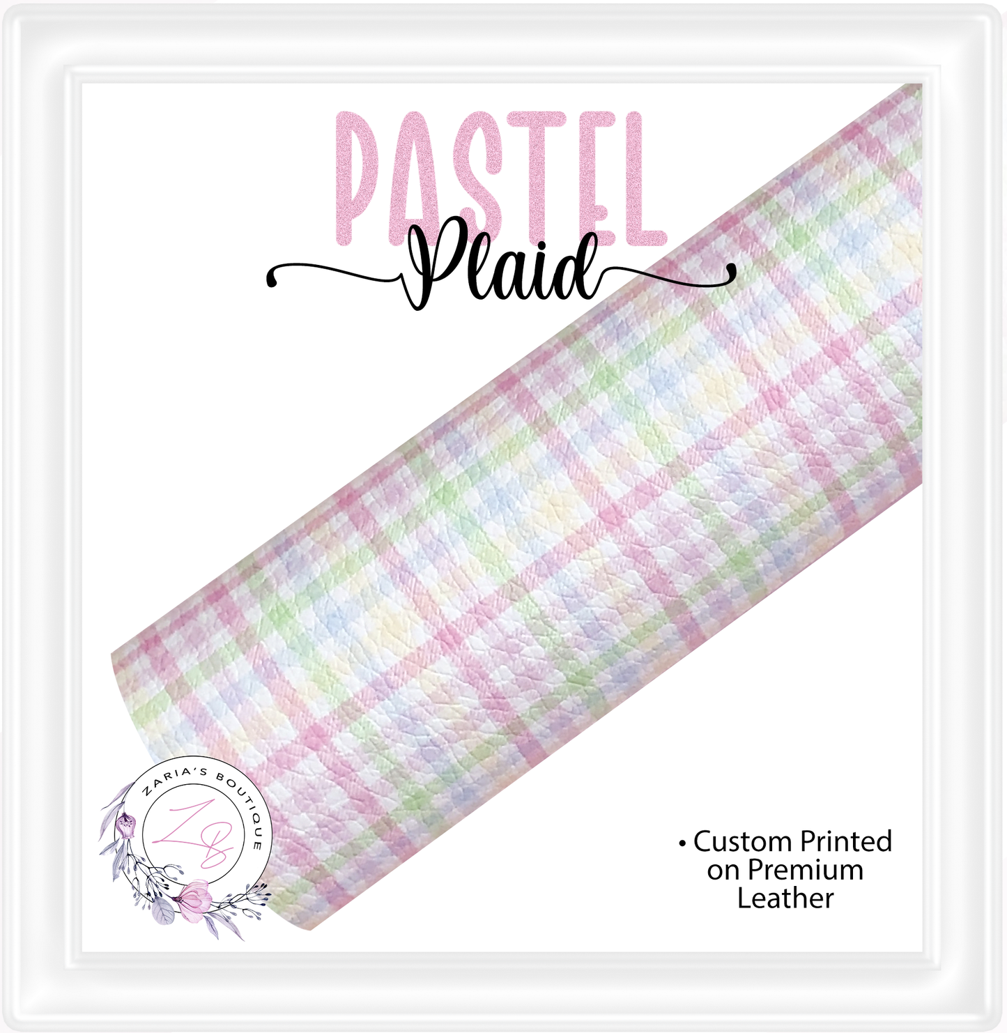 ⋅ Pastel Plaid Check ⋅ Premium Custom Vegan Faux Leather