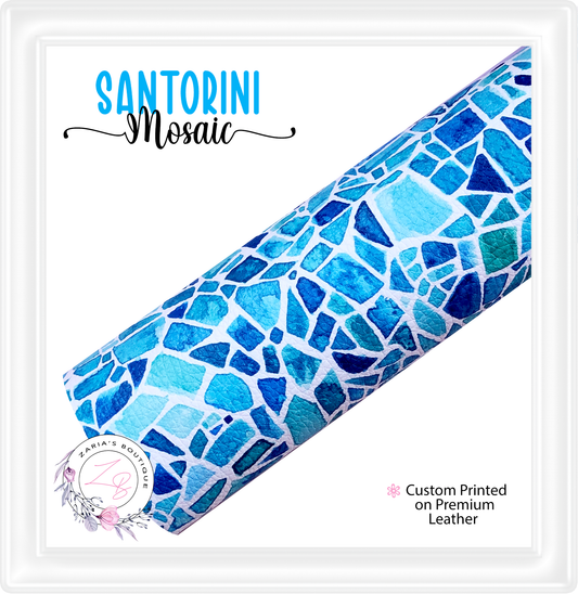 ⋅ Santorini Mosaic ⋅ Custom Luxe Vegan Faux Leather ⋅ Sheets or Rolls! ⋅
