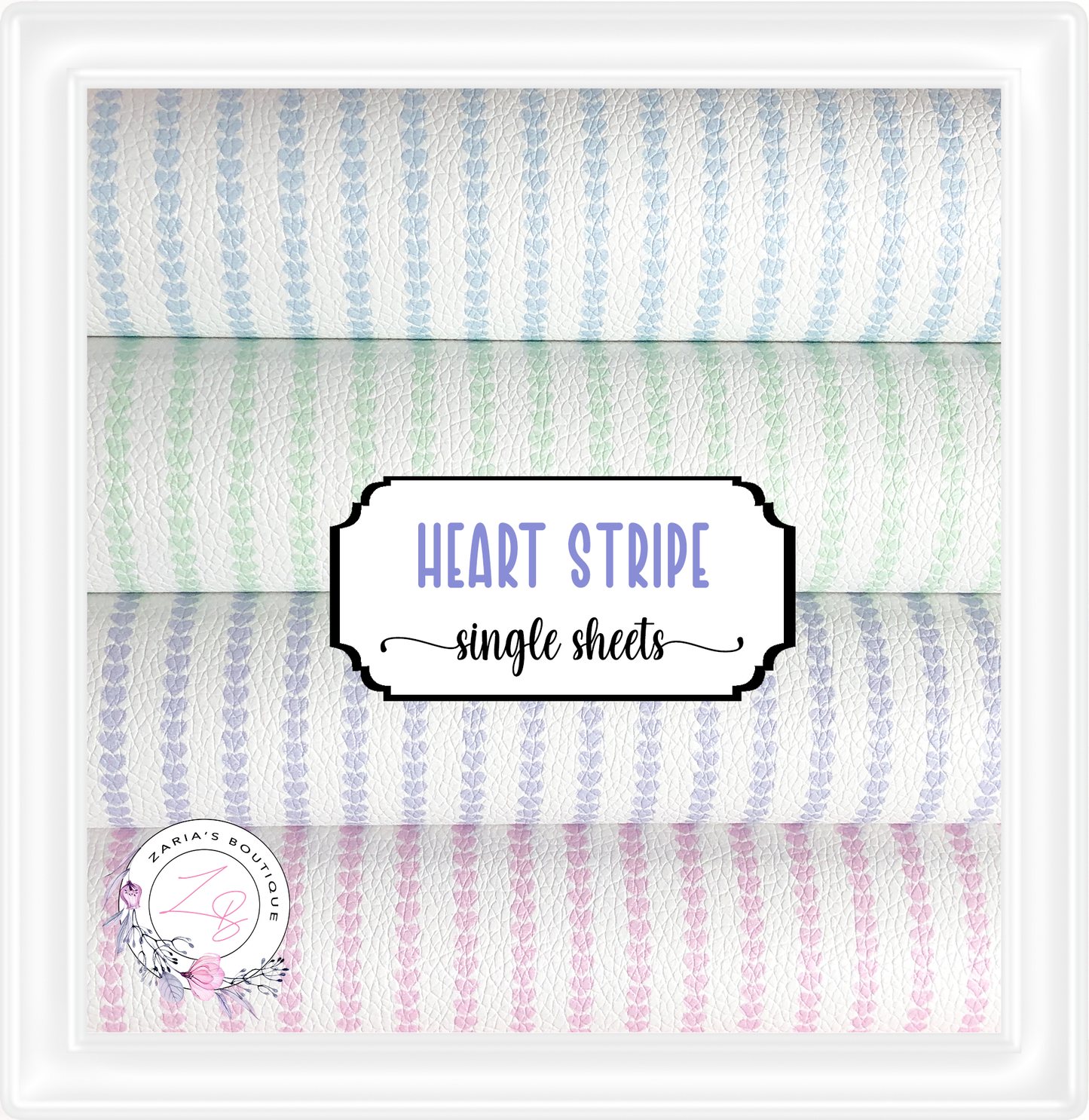 ⋅ Hearts Stripes ⋅ Premium Custom Vegan Faux Leather ⋅ Single Sheets