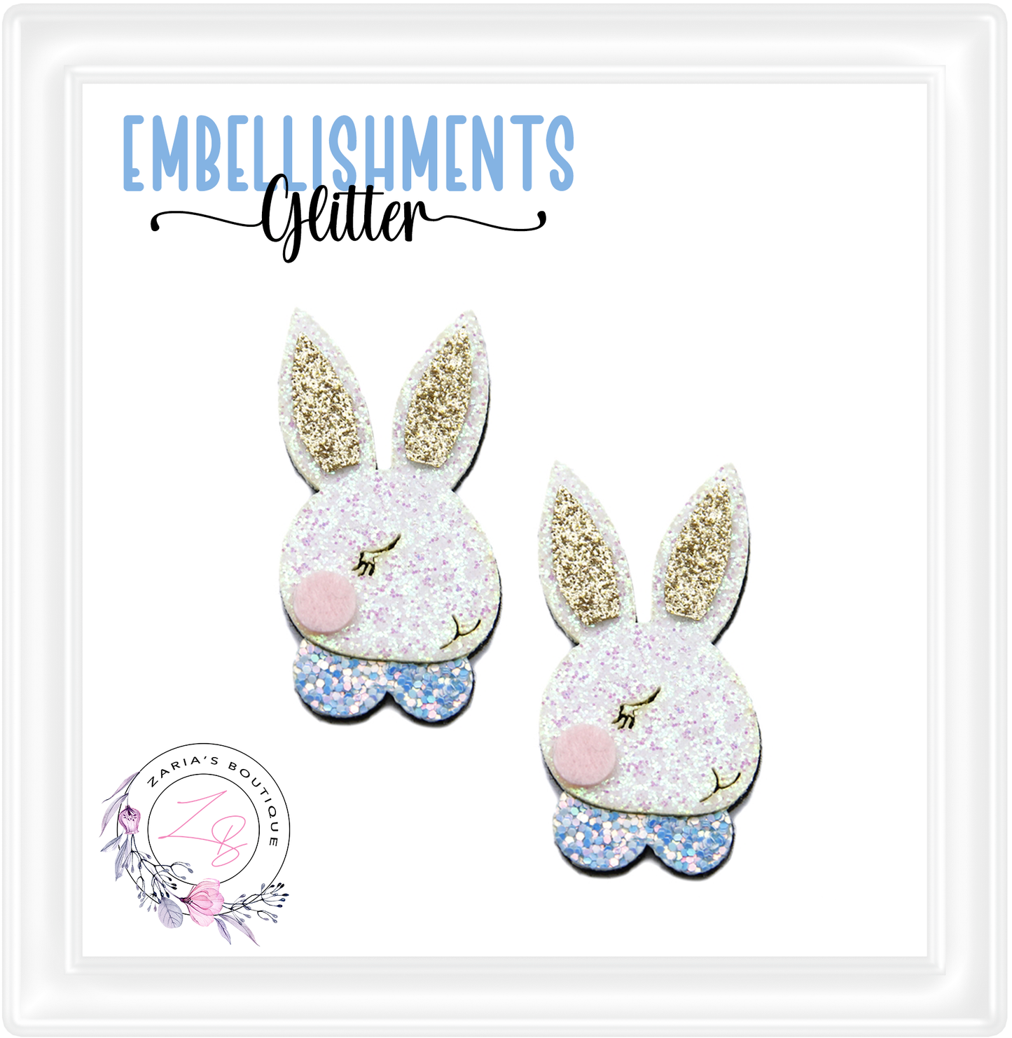 Rabbit Glitter Embellishment ⋅ Peter Rabbit  ⋅ 2 pcs