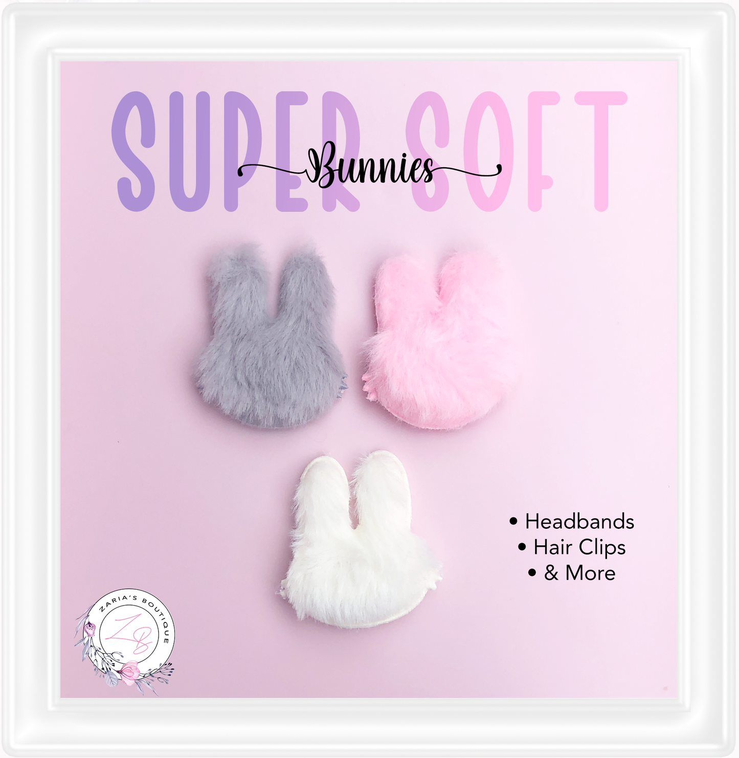 ⋅ Furry Bunnies ⋅ Supersoft Applique Bow Embellishments ⋅ 2 pieces